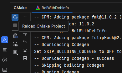 Image showing how to rerun CMake in CLion