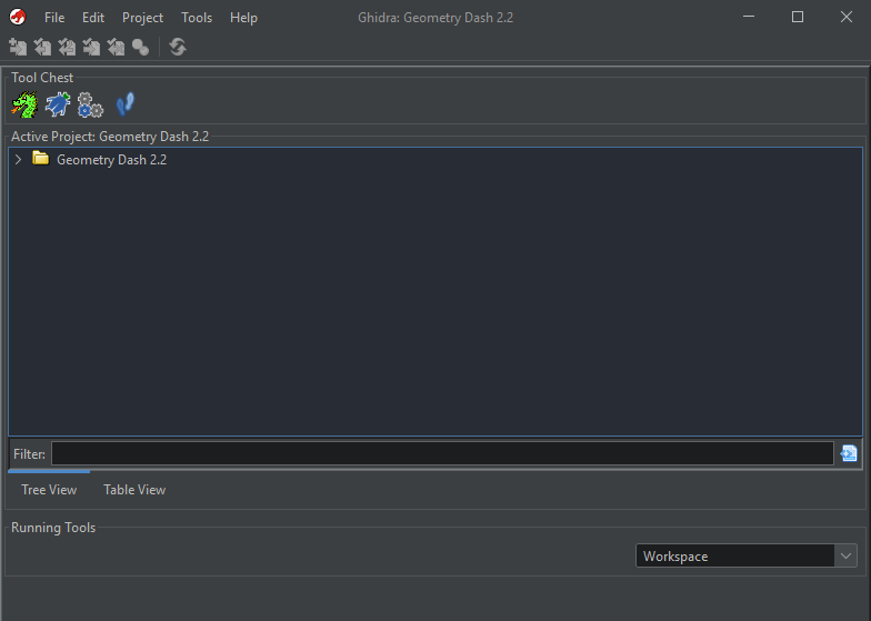 Image showing the project page of Ghidra